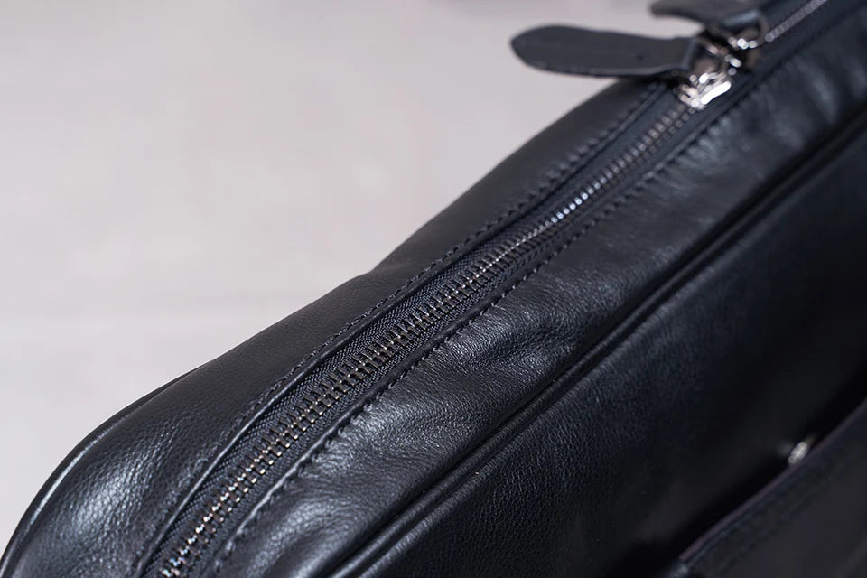 Genuine Leather Casual Men Handbag Man Briefcase Business Shoulder Large Capacity Crossbody 15.6 Inch Laptop Office Bags NUPUGOO
