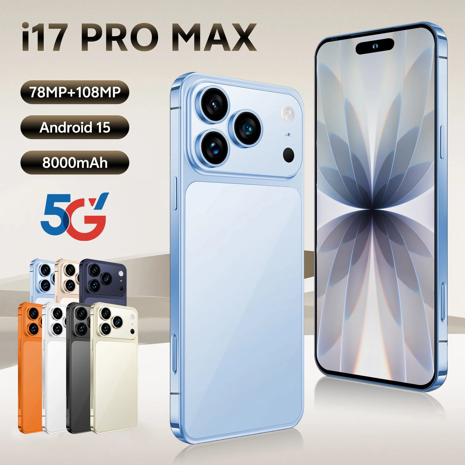 5G Phones Android 15.0 Mobile Phones Cellphone Original I17 PRO MAX 16GB+1TB Smartphone 7 Inch Unlocked Dual Card Smart Phone