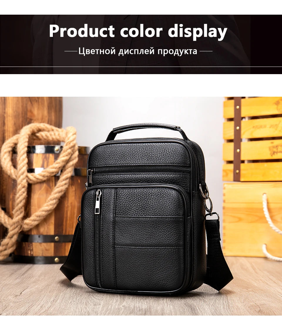 WESTAL Bag Men Leather Black Over The Shoulder Bags Designer Messenger Crossbody Bags for Men for Camera & ipad Handbag Man 7457
