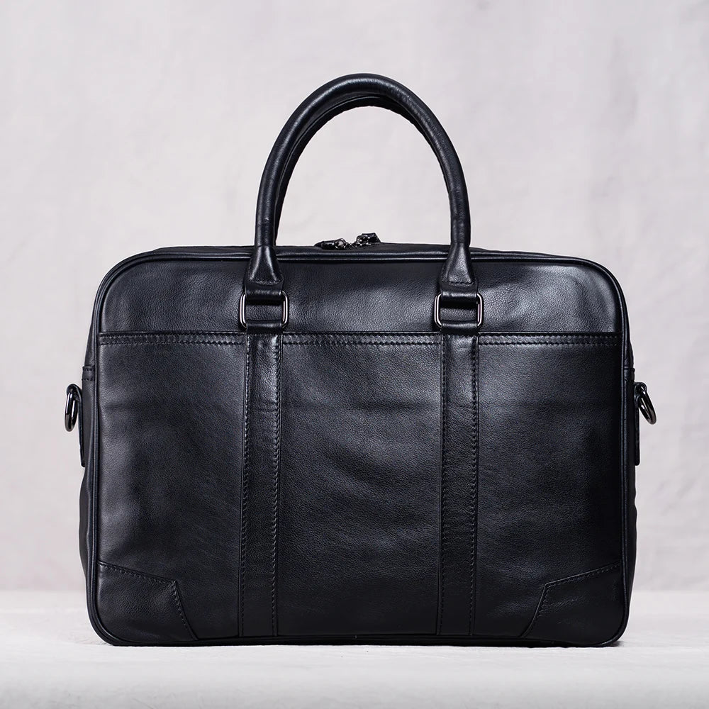 Genuine Leather Casual Men Handbag Man Briefcase Business Shoulder Large Capacity Crossbody 15.6 Inch Laptop Office Bags NUPUGOO
