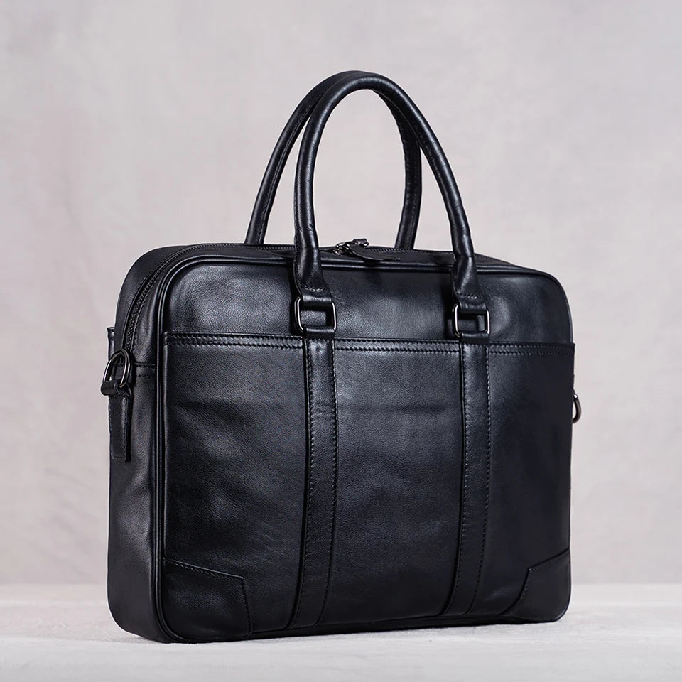 Genuine Leather Casual Men Handbag Man Briefcase Business Shoulder Large Capacity Crossbody 15.6 Inch Laptop Office Bags NUPUGOO