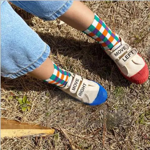 1-8 Year Autumn Boys and Girls Socks Rainbow Plaid Kids Socks