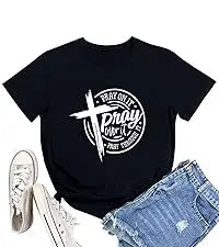 Cute Graphic T-Shirts for Women with Faith Design Crew Neck Short Sleeve