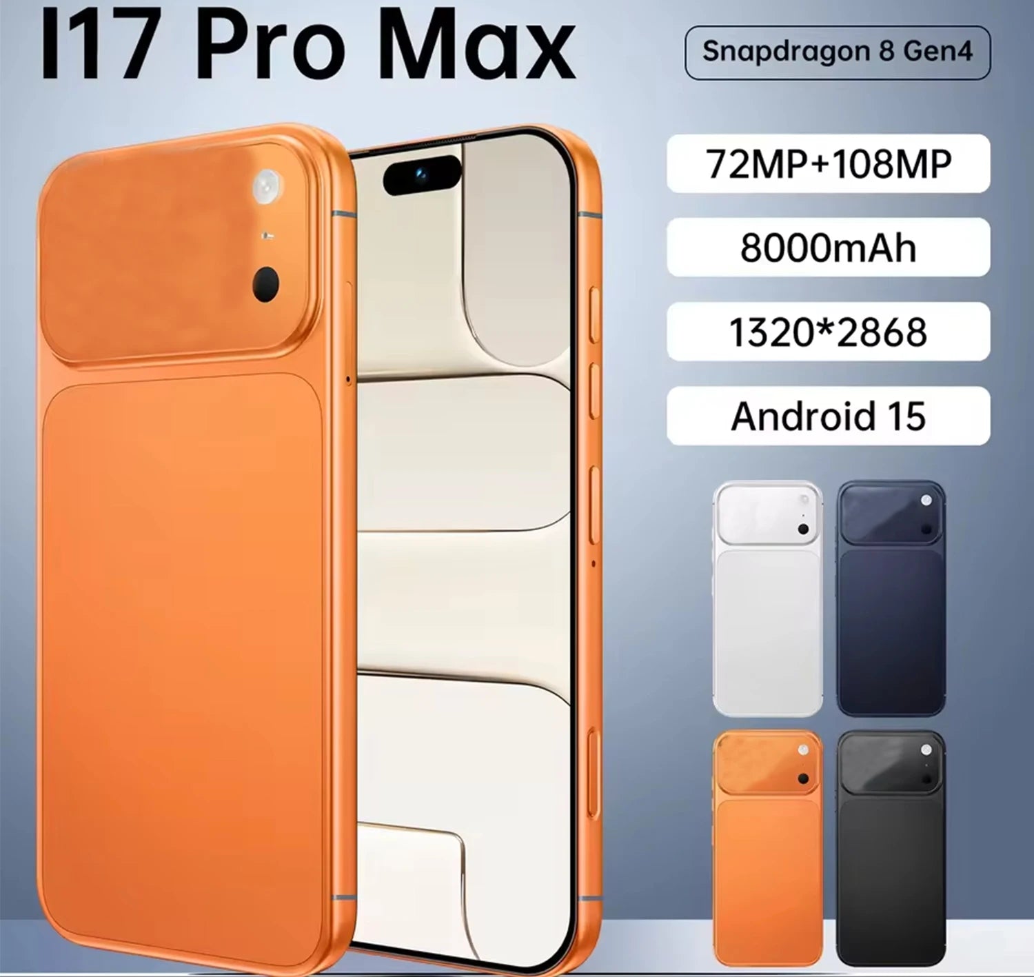 High Quality Original I17 17 Pro Max 5G Smartphone 7.3 Inch Display 16G+1TB Storage Mobile Phones 5g Smartphone