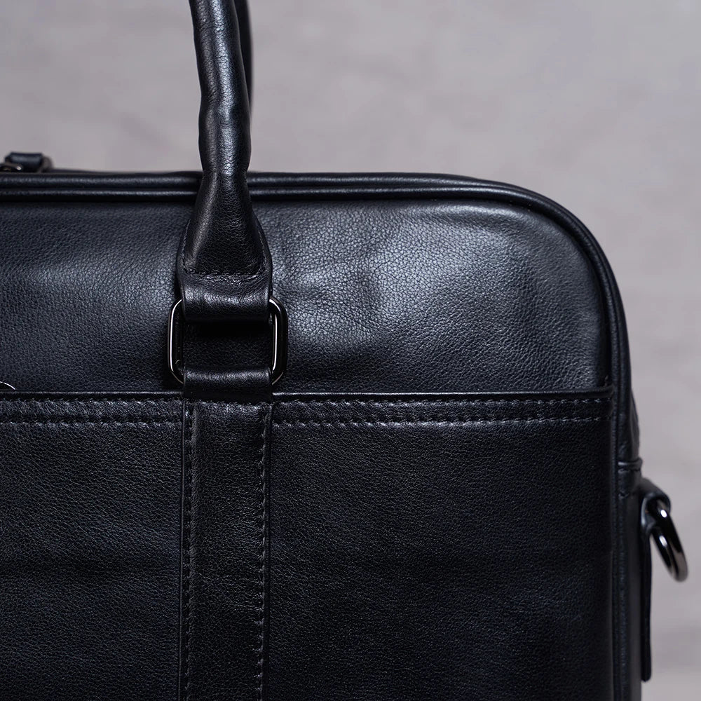 Genuine Leather Casual Men Handbag Man Briefcase Business Shoulder Large Capacity Crossbody 15.6 Inch Laptop Office Bags NUPUGOO