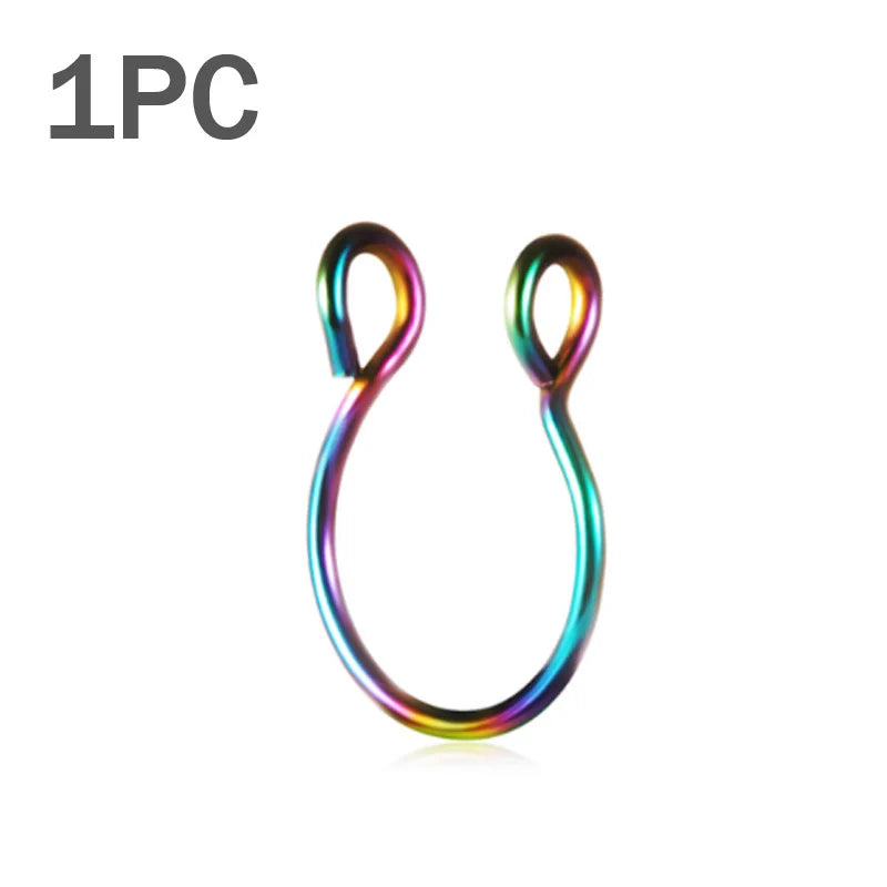 1pcs U Shaped Fake Nose Ring Hoop Septum Rings Stainless Steel Nose Piercing Fake Piercing Oreja Pircing Jewelry