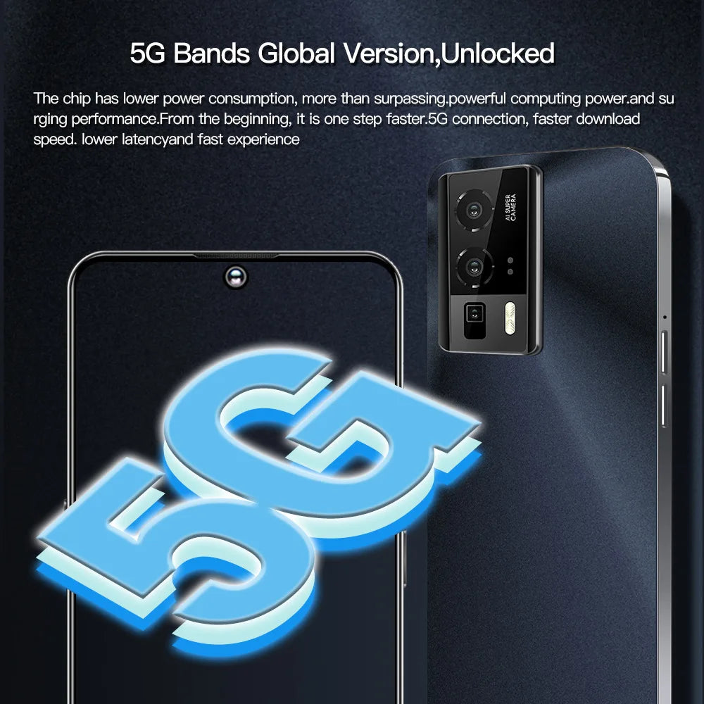 Hot Selling New F5pro 5G Smartphone 16+1TB HD Face Unlock Dual SIM High Gaming Performance 108MP Spanish Global LTE Connectivity