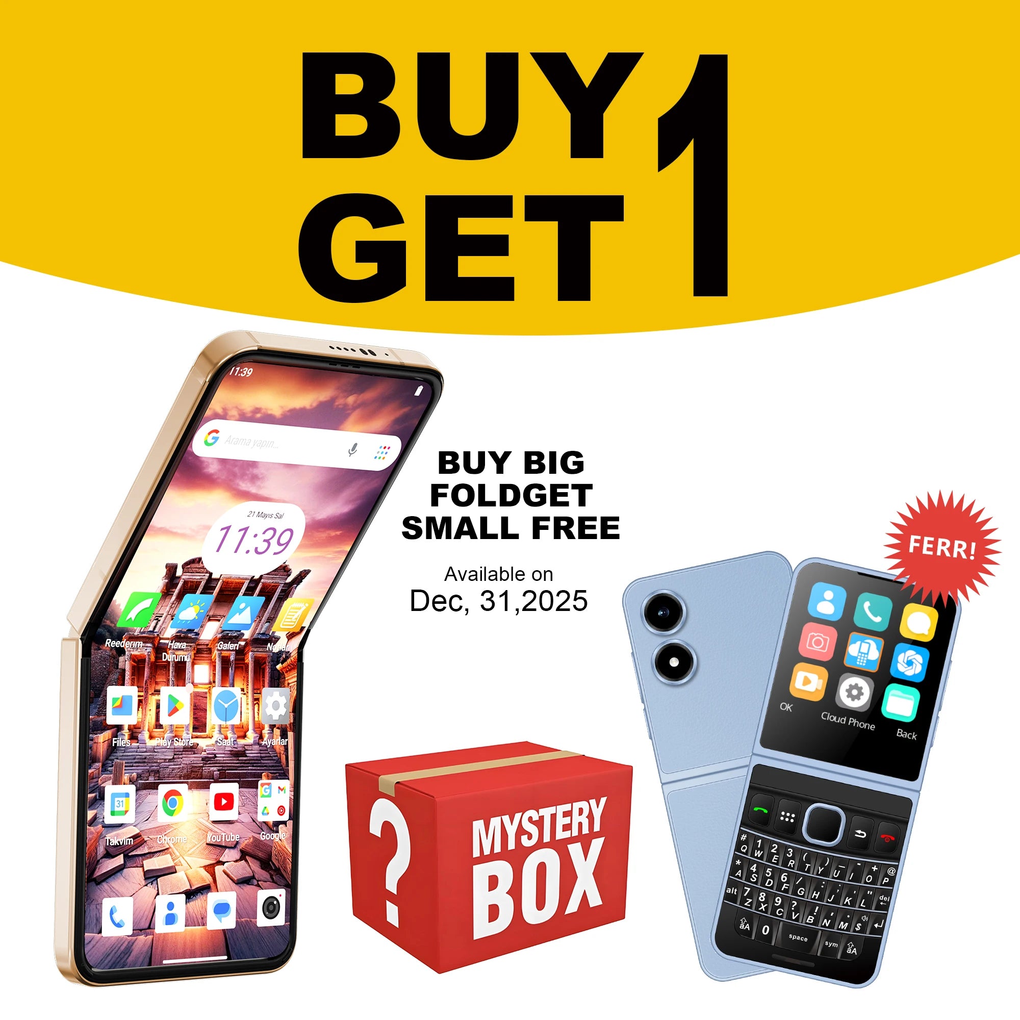 Vertical Foldable Phone X6 Android 15 Smartphone Eurasian Version Buy One Get One for Free Electronic Mystery Box