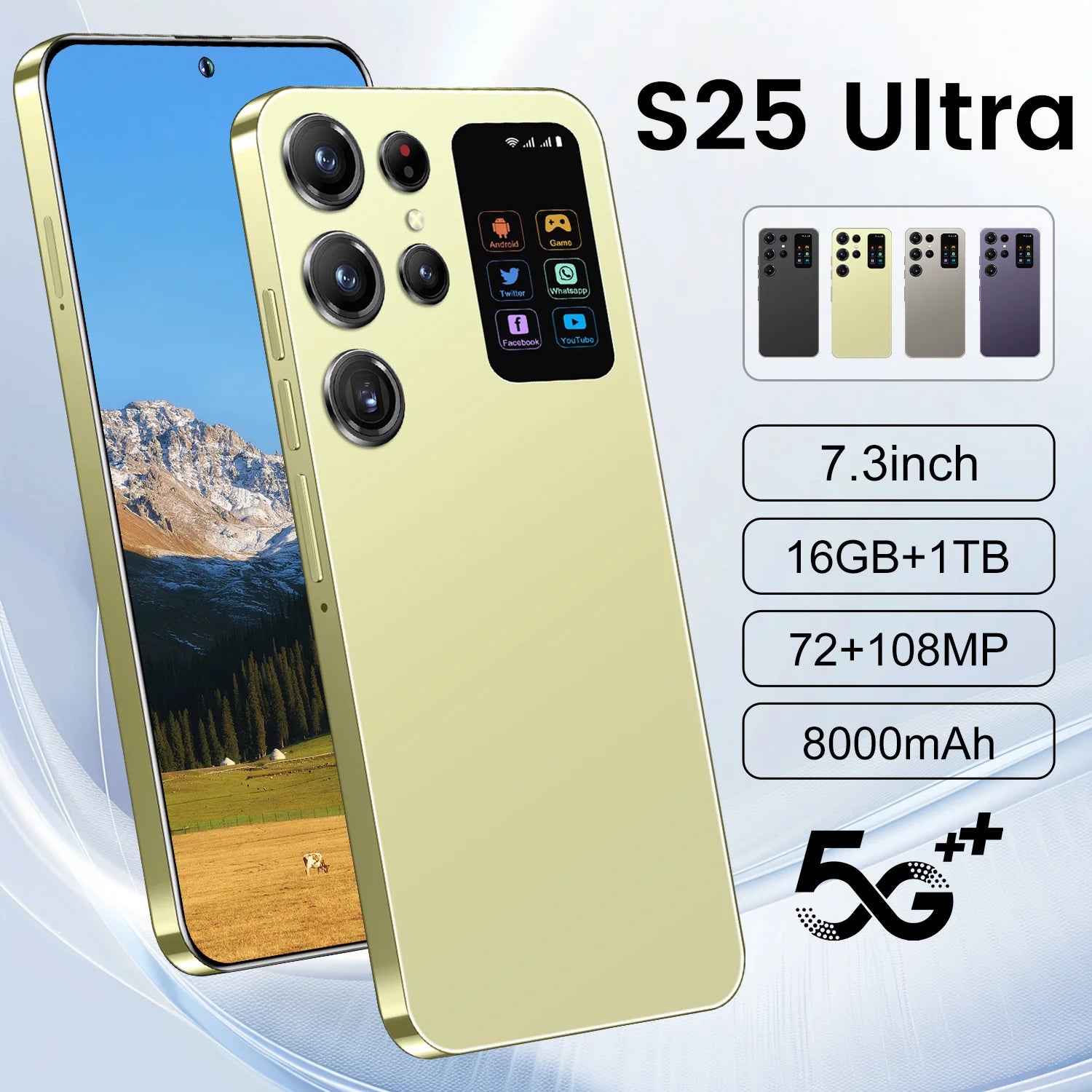 S25 Ultra 5G Smartphone 7.3" OLED HD Display 90Hz Deca Core CPU 108MP Rear Camera LTE CDMA 8000mAh