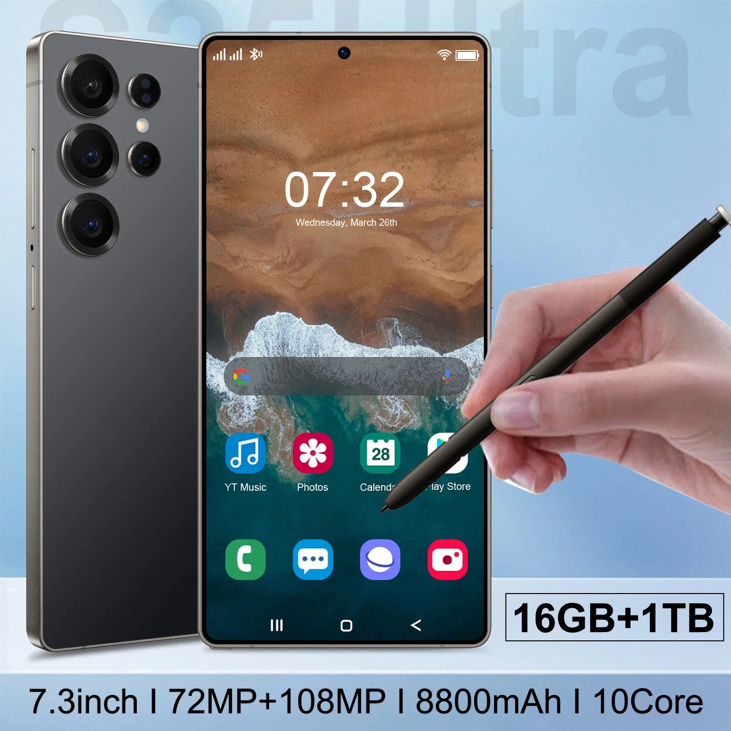 5G Ultra Portable 16GB+1TB 5G Smartphone Unlocked HD Gaming Dual SIM 7Inch Screen Global Android Smartphone Mobile Phone