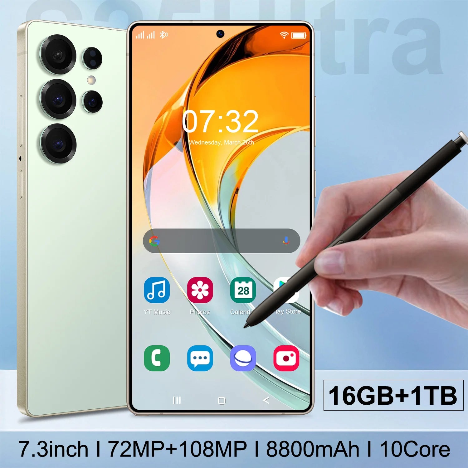 5G Ultra Portable 16GB+1TB 5G Smartphone Unlocked HD Gaming Dual SIM 7Inch Screen Global Android Smartphone Mobile Phone