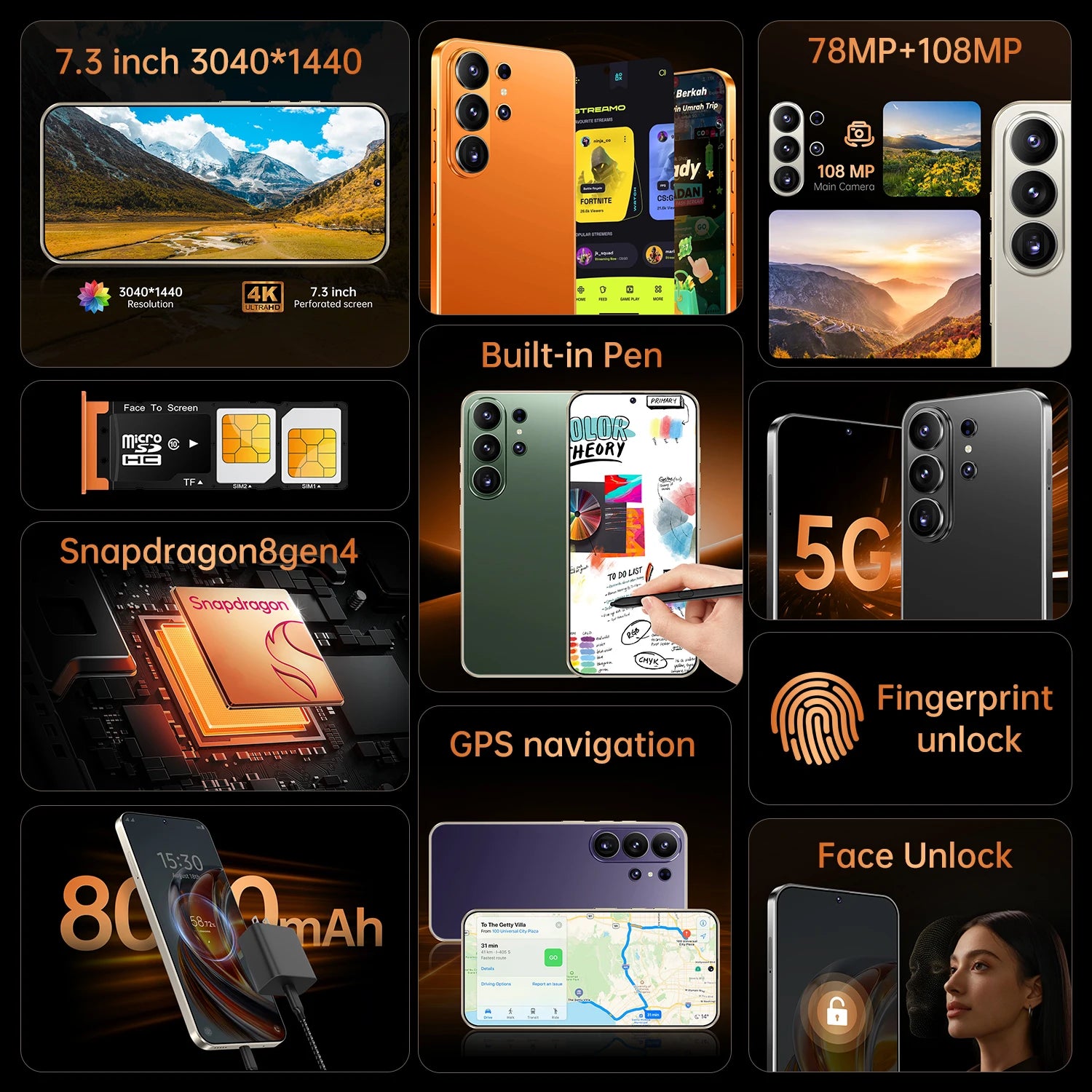 22GB+2TB S26 Ultra Android 16 7.3 inch Best Selling 5G Smartphone 2026 New Unclocked Wholesale 5G WIFI S26 ultra Smart Phones