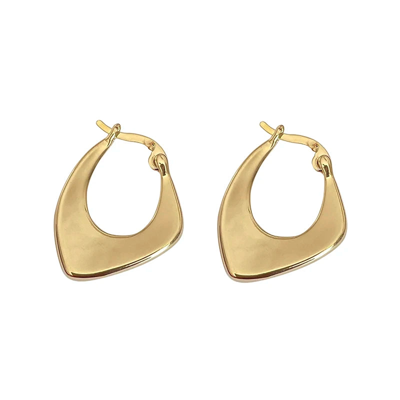 ANENJERY Silver Color Geometric Hoop Earrings for Women Men Irregular Earrings Daily Jewelry 2022 New