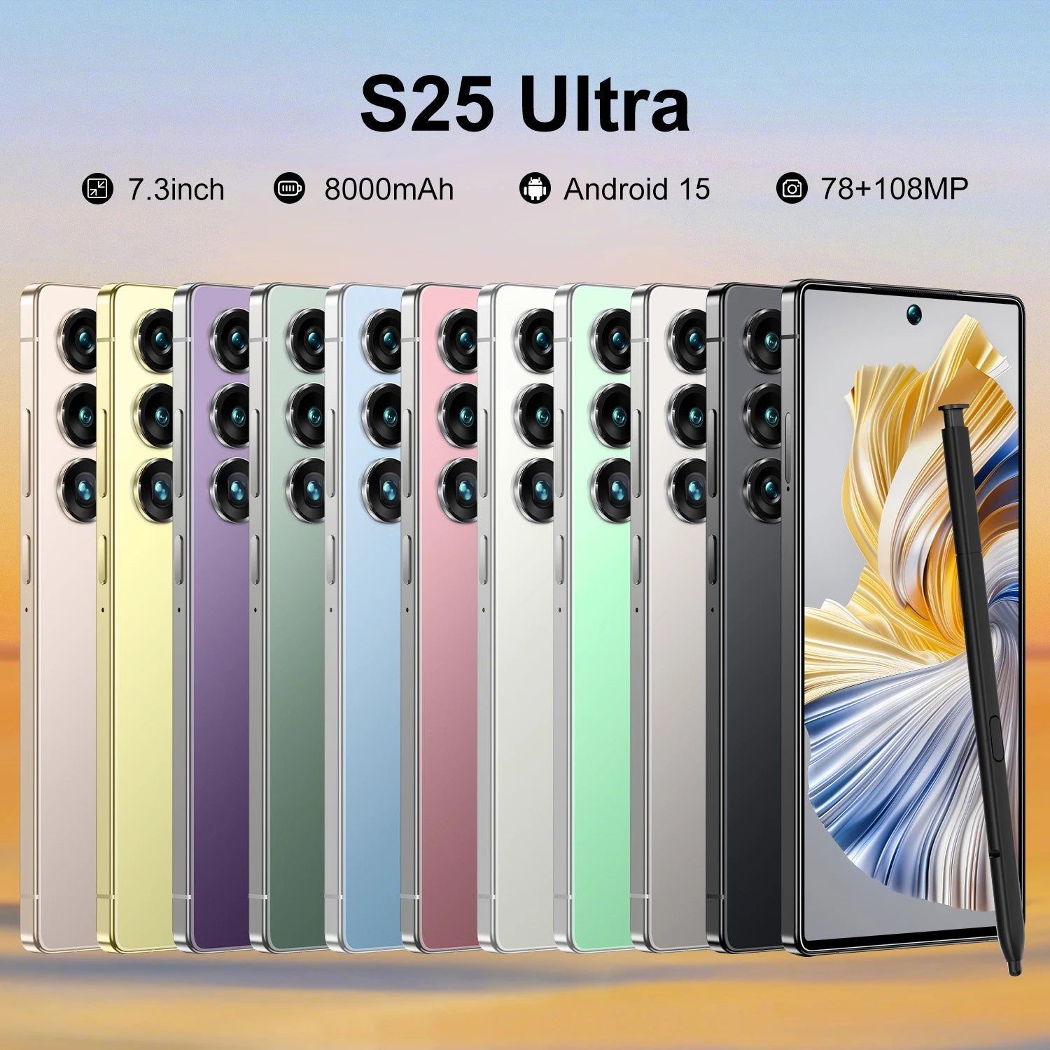 New S25 Ultra 22GB+2TB Smartphone 7.3 Inch 5G Deca Core 108MP Camera Android 15 Big Screen High Quality Mobile Phone