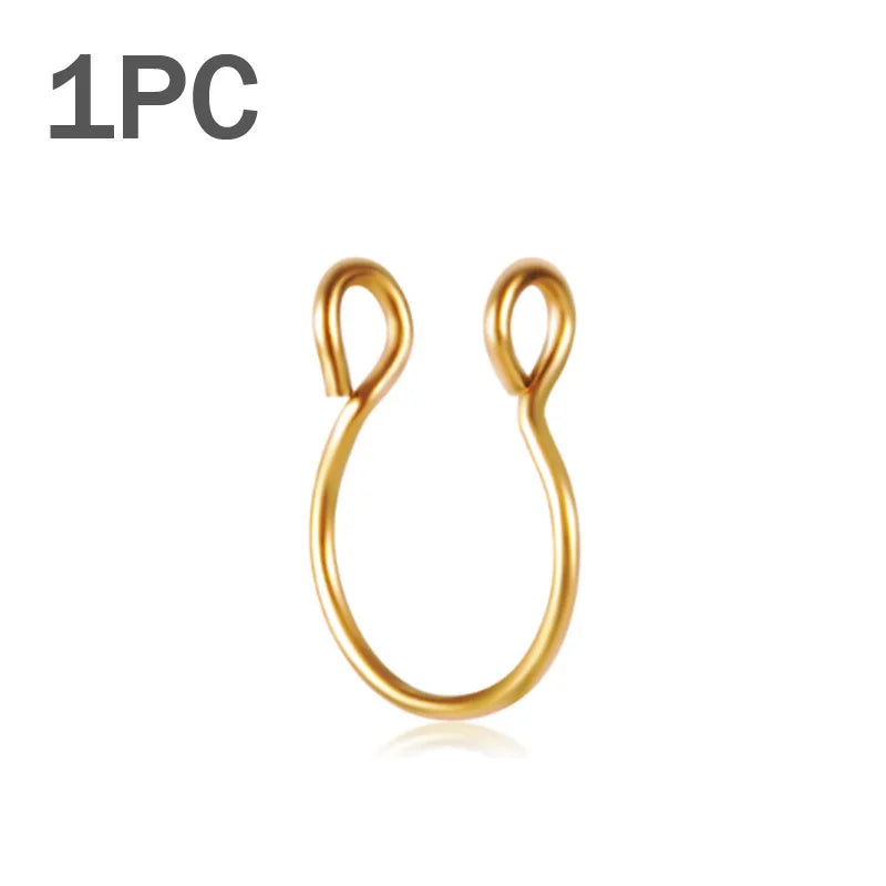 1pcs U Shaped Fake Nose Ring Hoop Septum Rings Stainless Steel Nose Piercing Fake Piercing Oreja Pircing Jewelry