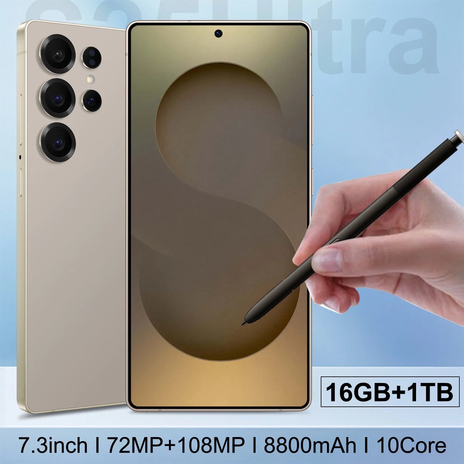 5G Ultra Portable 16GB+1TB 5G Smartphone Unlocked HD Gaming Dual SIM 7Inch Screen Global Android Smartphone Mobile Phone