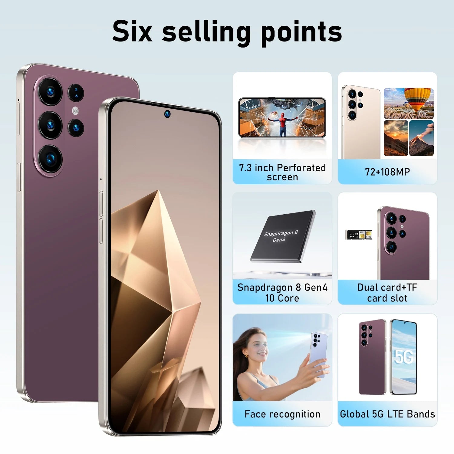 S26 Ultra 5G Smartphone 7.3-Inch Dual SIM 16GB+1TB 48MP+108MP Camera 7800mah Battery Global Version