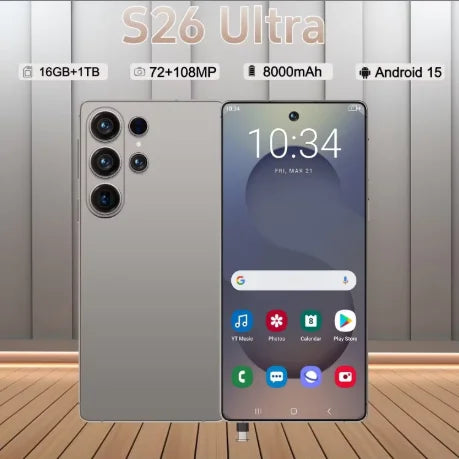 Original Unlocked S26 Ultra Smartphone 6.9 Inch Full HD Screen 8GB+256GB Android 14 108MP Rear Camera Face ID LTE Spanish