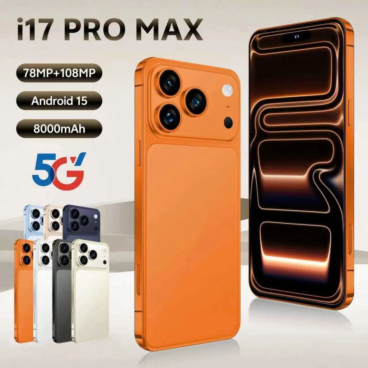 I 17 Pro Max 5G Smartphone 108MP Triple Camera 12GB+512GB 6000mAh Fast Charge Global Version Cross-Border Hot Selle