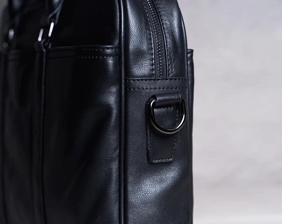 Genuine Leather Casual Men Handbag Man Briefcase Business Shoulder Large Capacity Crossbody 15.6 Inch Laptop Office Bags NUPUGOO