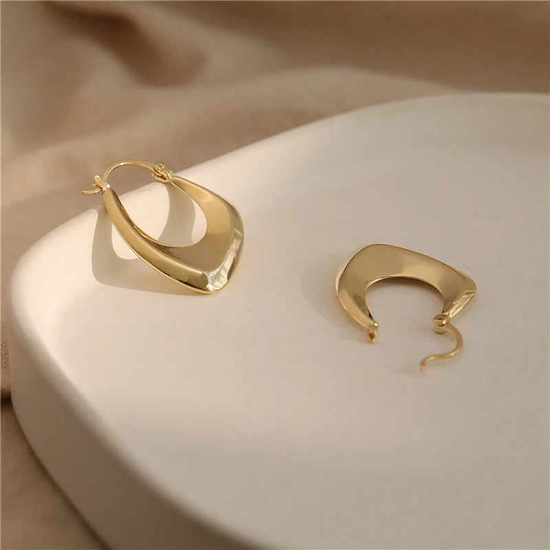 ANENJERY Silver Color Geometric Hoop Earrings for Women Men Irregular Earrings Daily Jewelry 2022 New