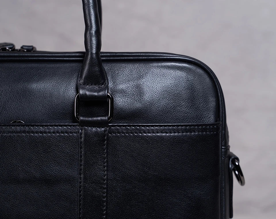 Genuine Leather Casual Men Handbag Man Briefcase Business Shoulder Large Capacity Crossbody 15.6 Inch Laptop Office Bags NUPUGOO