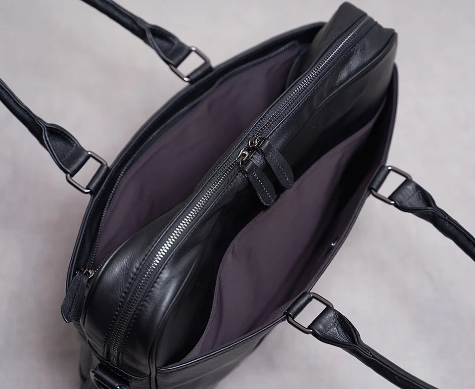 Genuine Leather Casual Men Handbag Man Briefcase Business Shoulder Large Capacity Crossbody 15.6 Inch Laptop Office Bags NUPUGOO