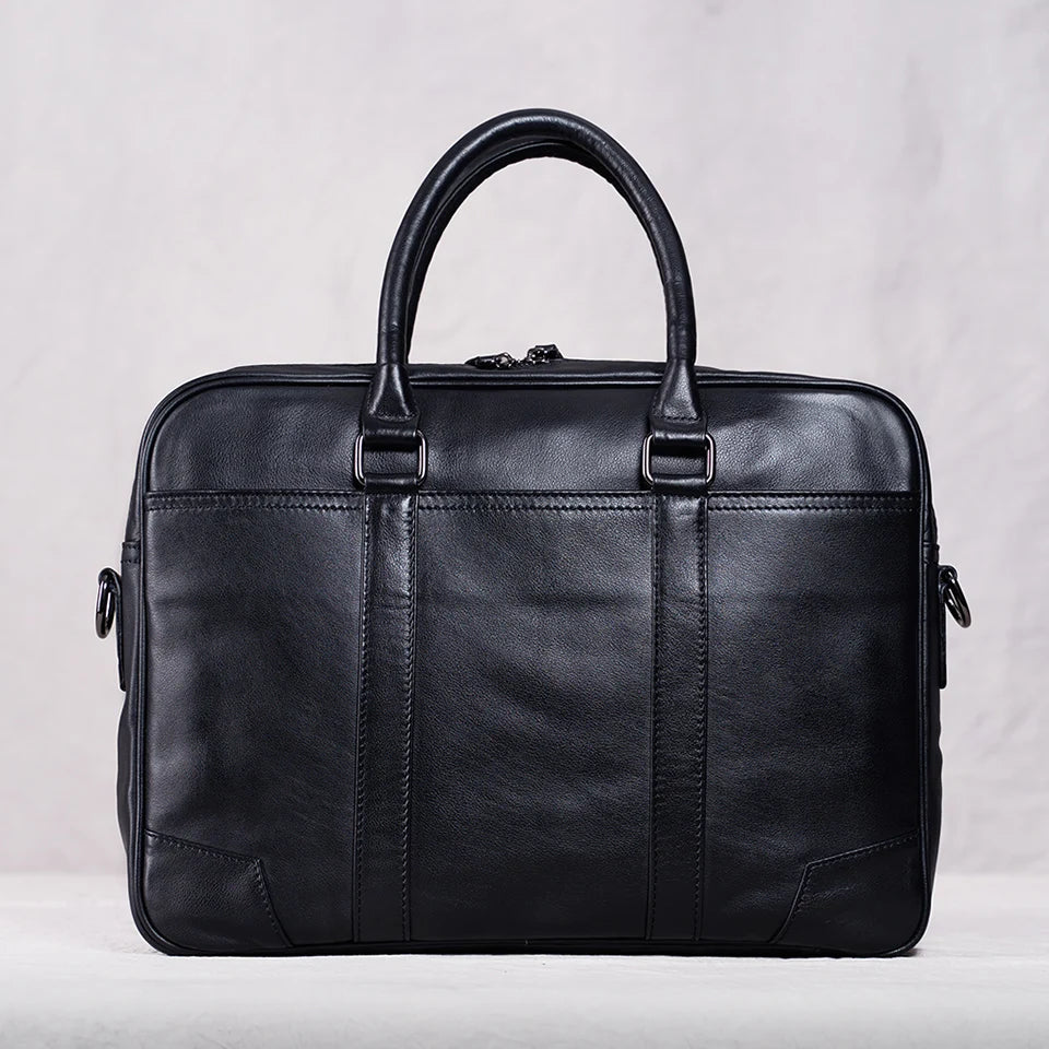 Genuine Leather Casual Men Handbag Man Briefcase Business Shoulder Large Capacity Crossbody 15.6 Inch Laptop Office Bags NUPUGOO