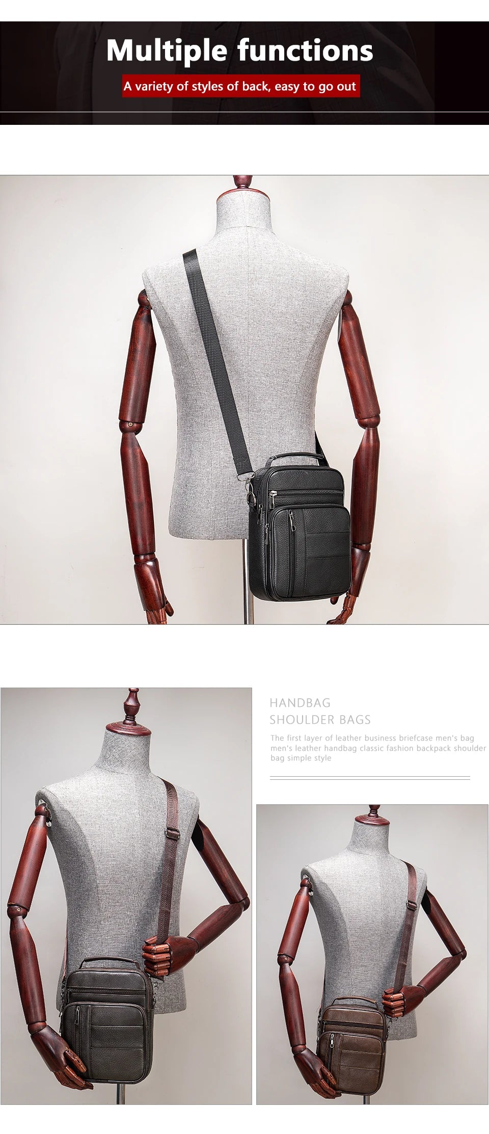 WESTAL Bag Men Leather Black Over The Shoulder Bags Designer Messenger Crossbody Bags for Men for Camera & ipad Handbag Man 7457