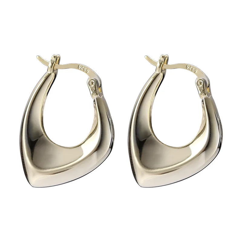 ANENJERY Silver Color Geometric Hoop Earrings for Women Men Irregular Earrings Daily Jewelry 2022 New