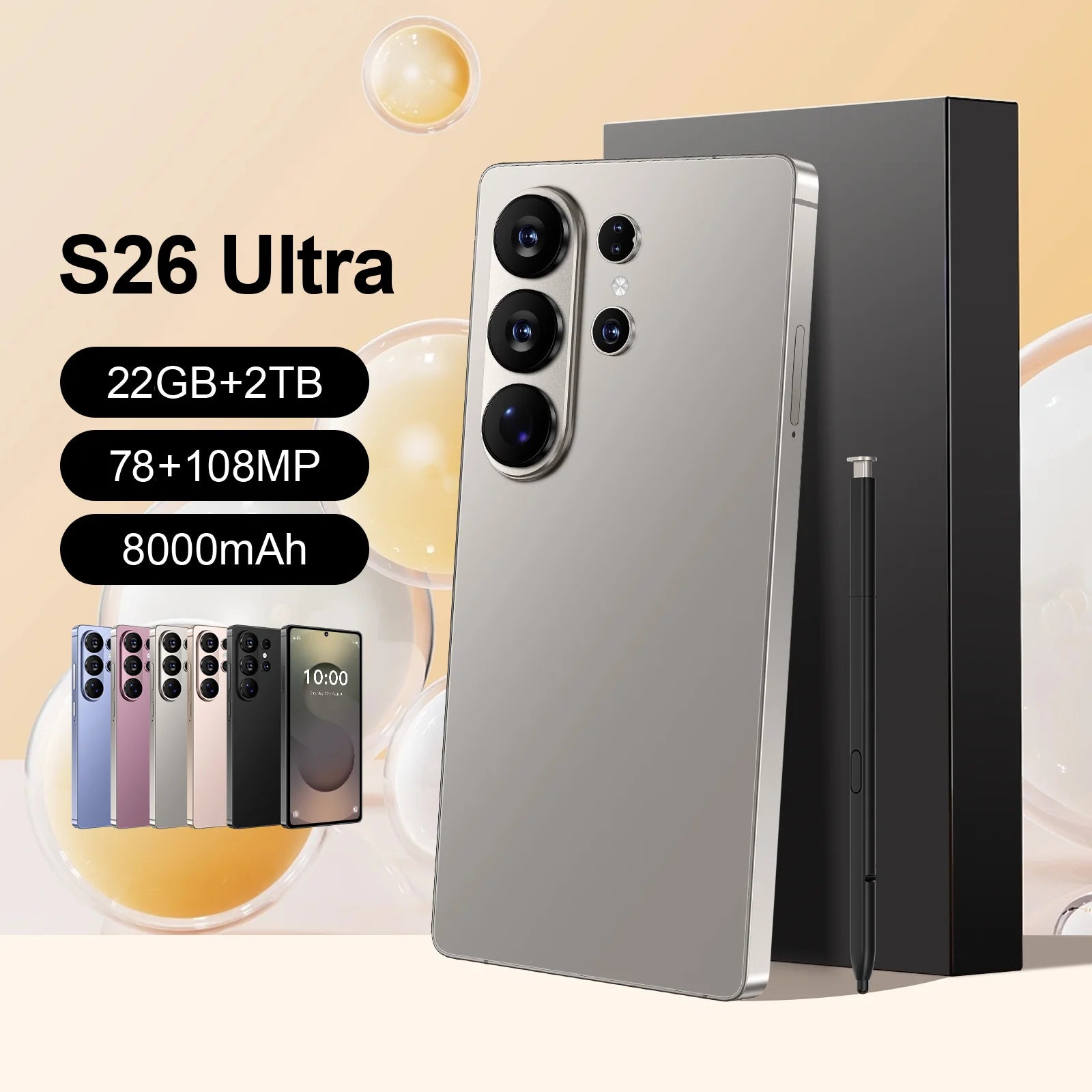 22GB+2TB S26 ULTRA Mobile Phone Deca Core S26 Ultra Smartphone 7.3 Inch Unlocked Dual SIM 5G Android 15 S26 ULTRA Mobile Phones