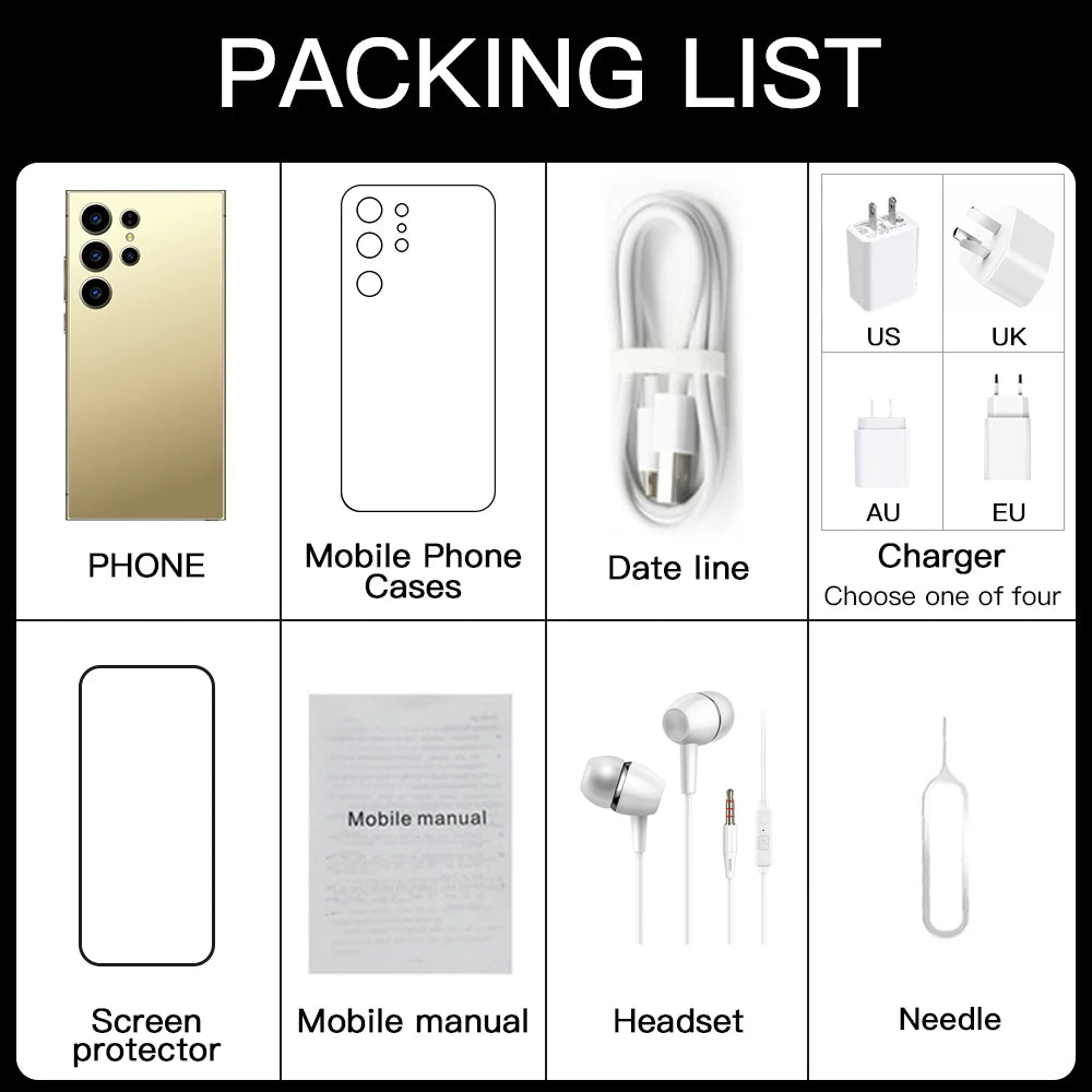 2025 New Arrival Sumsung S25 Ultra Phone Global Version Mobile Phone 16GB+1TB Android 13 Cellphones Unlocked Smartphone