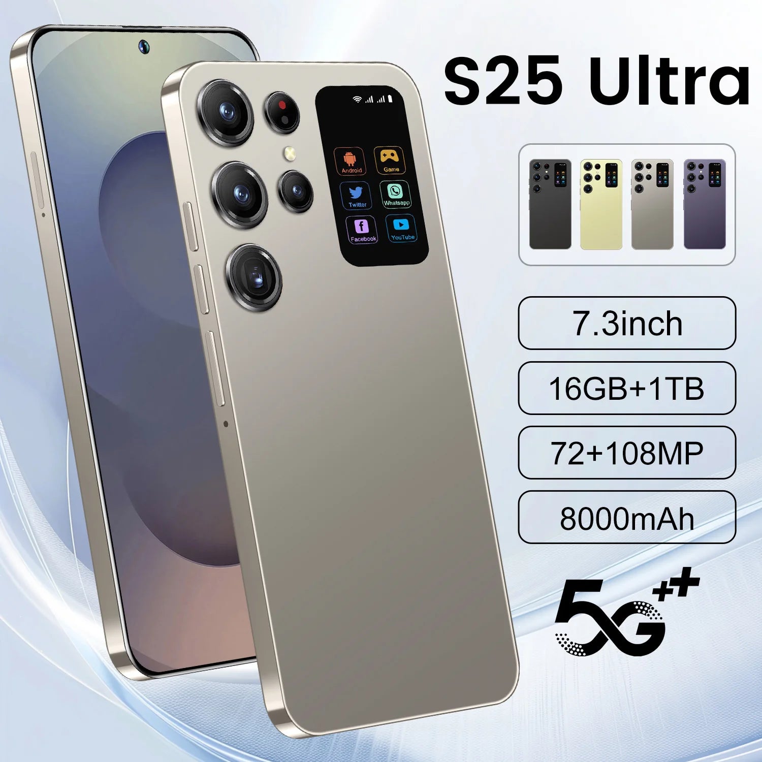 S25 Ultra 5G Smartphone 7.3" OLED HD Display 90Hz Deca Core CPU 108MP Rear Camera LTE CDMA 8000mAh
