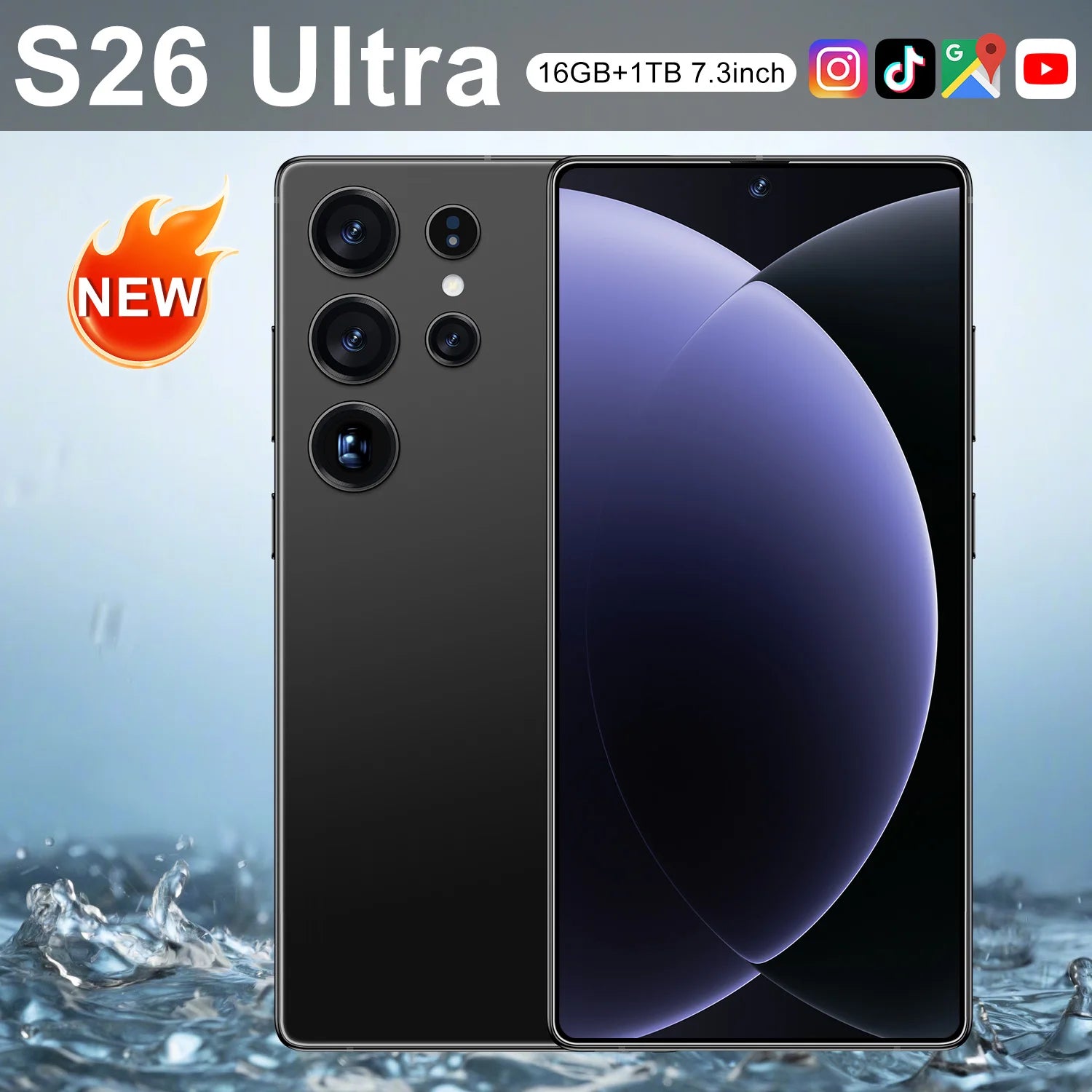 High Quality S26 Ultra 10-Core 5G Smartphone 16GB+1TB 7.3 Inch HD OLED 120Hz Screen Android 14 108MP Rear Camera Spanish 100W