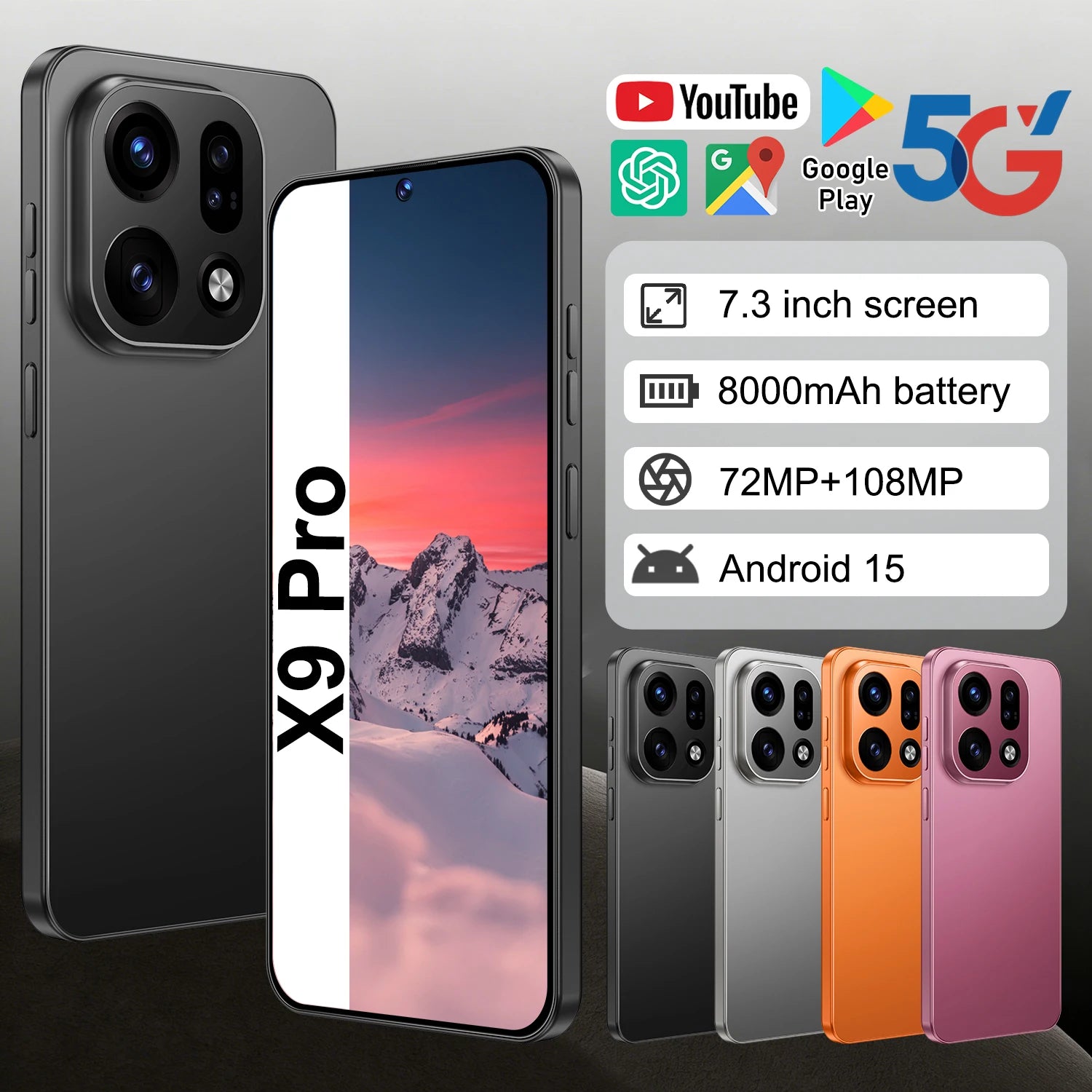 Wholesale Original Unlock 5G Smartphone X9pro Mobile Phones 16GB RAM 1TB ROM LTE CDMA Cellular Deca Core Cellphone