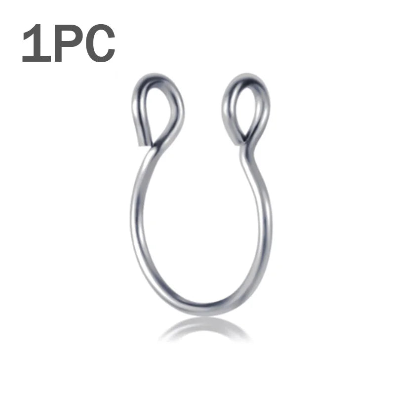 1pcs U Shaped Fake Nose Ring Hoop Septum Rings Stainless Steel Nose Piercing Fake Piercing Oreja Pircing Jewelry