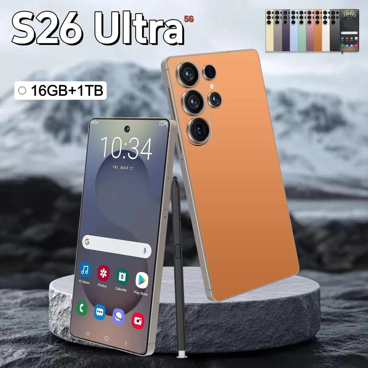 Original Unlocked S26 Ultra Smartphone 6.9 Inch Full HD Screen 8GB+256GB Android 14 108MP Rear Camera Face ID LTE Spanish