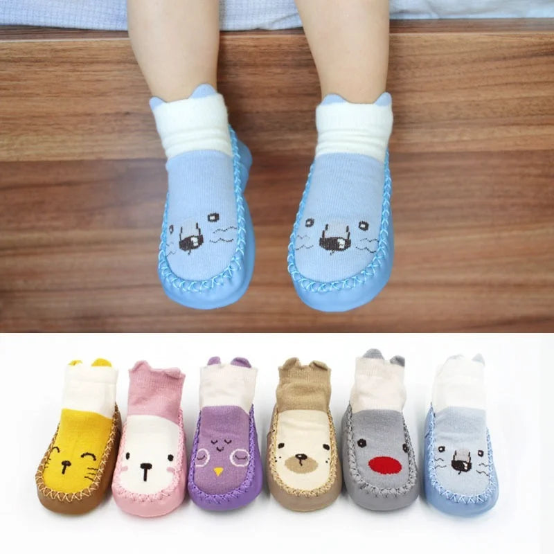 Toddler Winter Indoor Sock Shoes with Rubber Soles