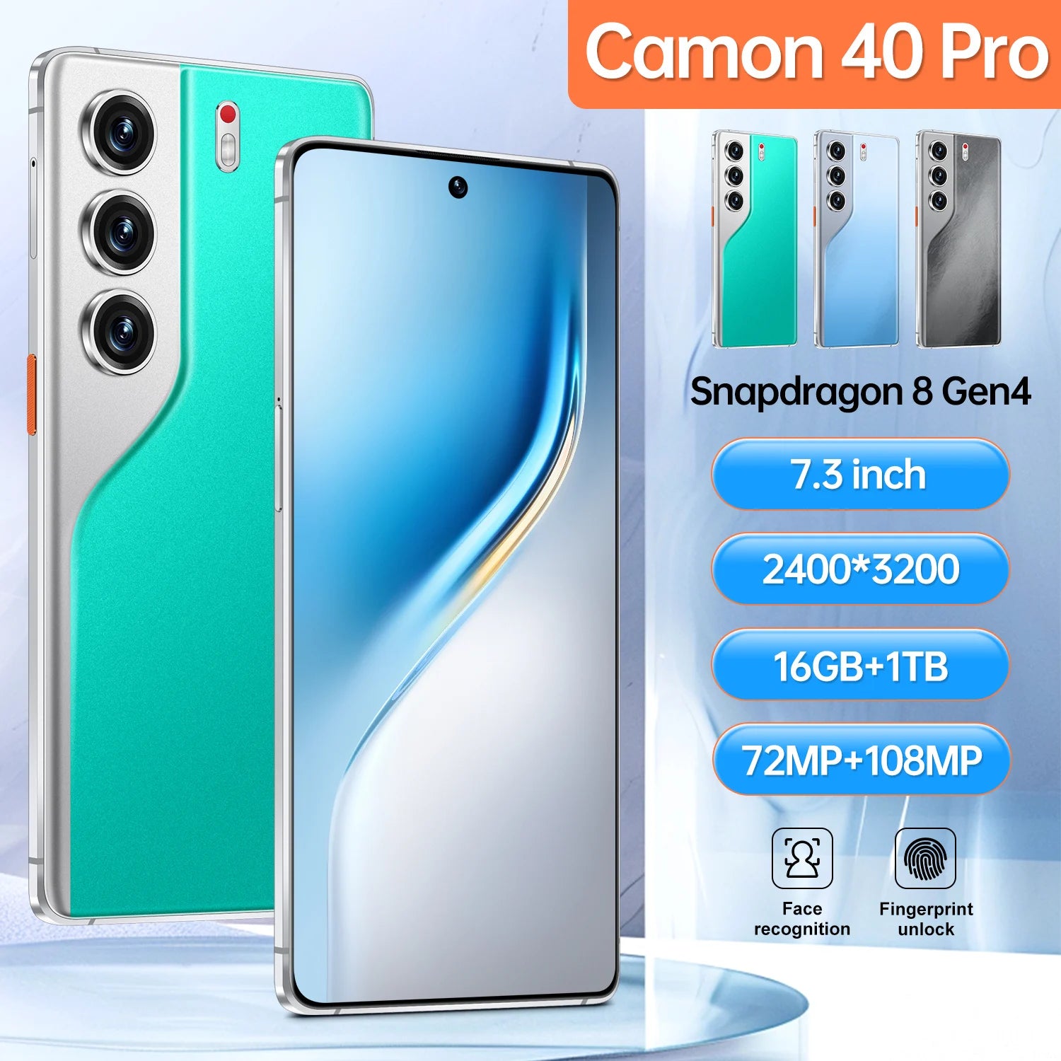 Camon 40 Pro 5G Smartphone 7800mAh Battery Android 15 Deca Core 108MP Camera 16GB+1TB Storage HD Display Dual SIM