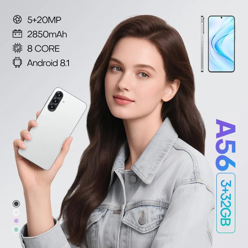 Global Choice A56 4G Global Bands 6.75'' 3GB +32GB 20MP 3000mAh 120Hz  Android Smartphone 4g Smartphone Smartphone