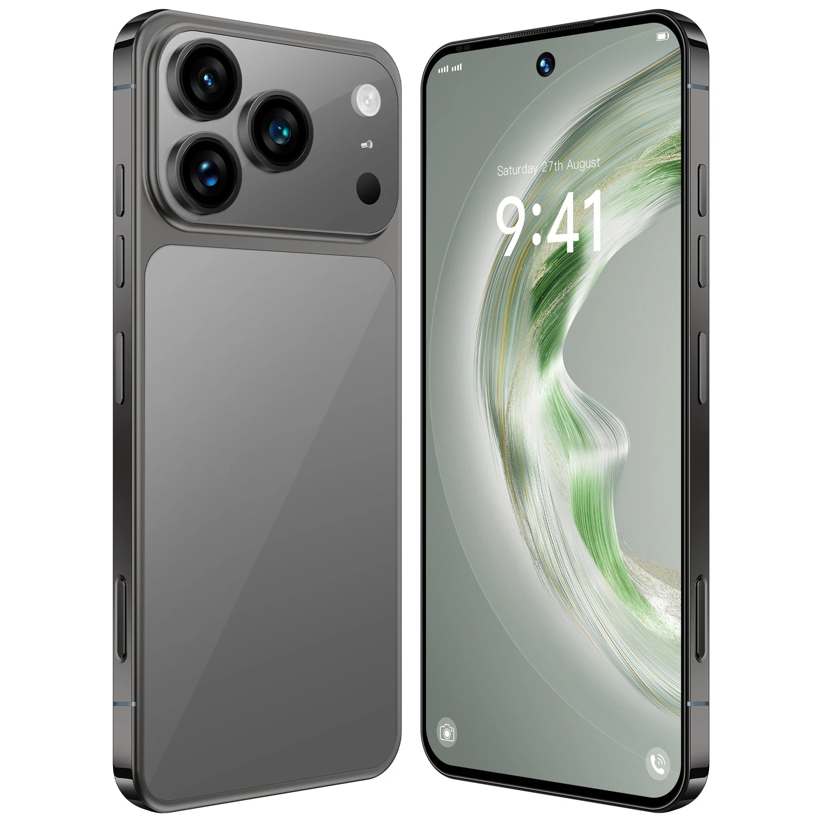 Gray I17 Pro Max Smartphone 16GB+1TB 8000mAh Large Battery 120Hz Refresh Rate 7.3inch Display Best Camera Phone 5g