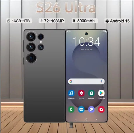 Original Unlocked S26 Ultra Smartphone 6.9 Inch Full HD Screen 8GB+256GB Android 14 108MP Rear Camera Face ID LTE Spanish