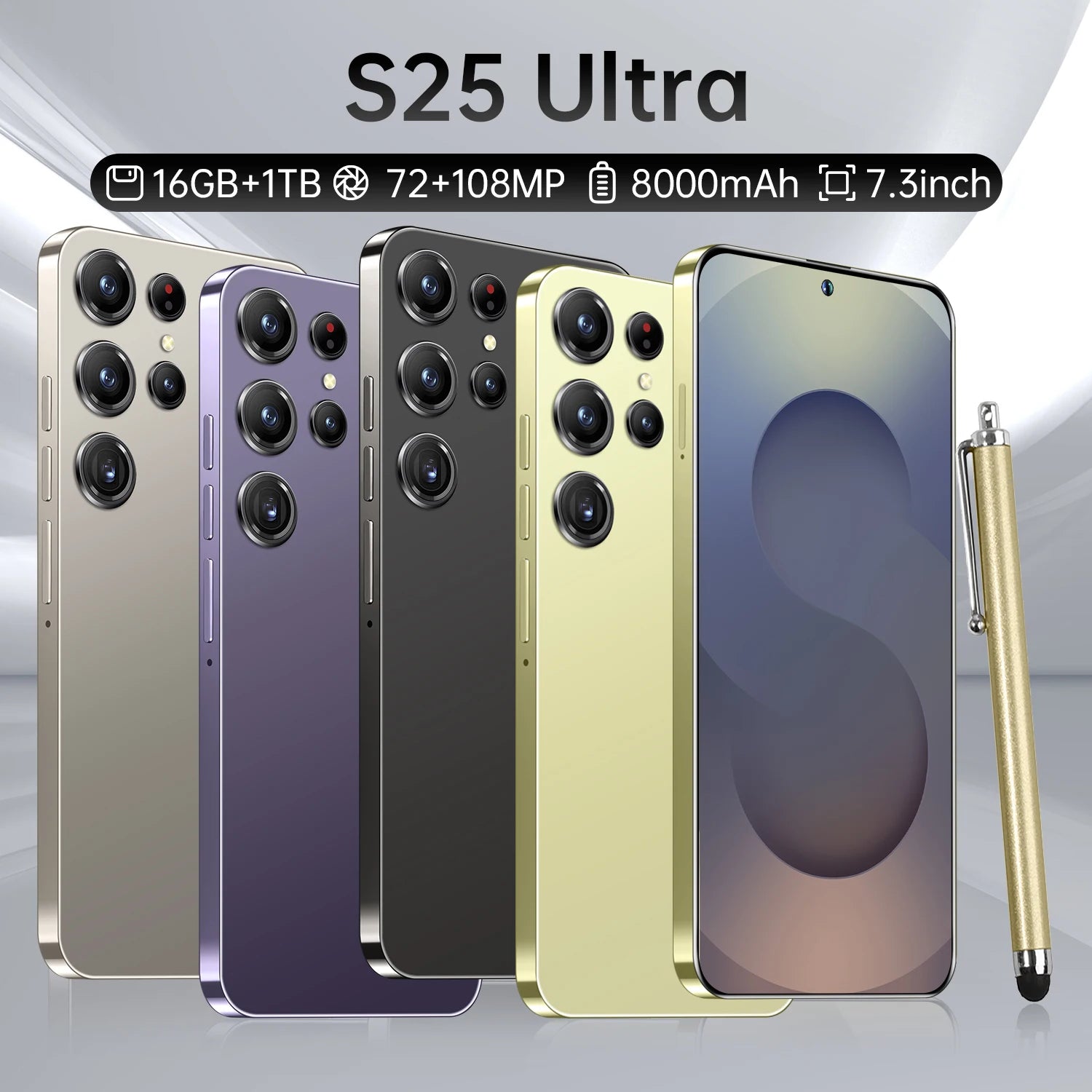 S25 Ultra 5G Smartphone 7.3" OLED HD Display 90Hz Deca Core CPU 108MP Rear Camera LTE CDMA 8000mAh