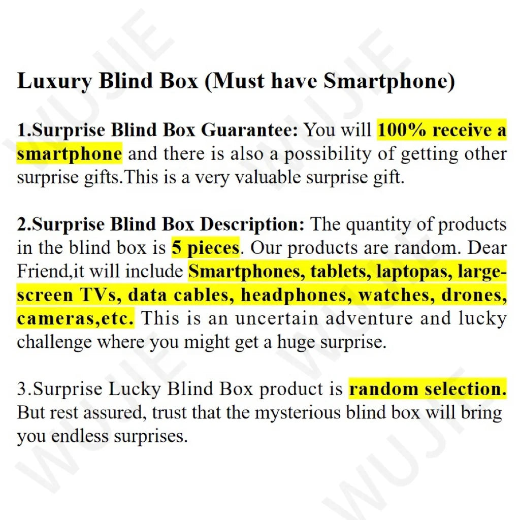 Mystery Electronic Box Lucky 5G Smartphone Random Box Surprise Reviews 3C Electronics Gift Box Mobile Smart Tech Festival Gift