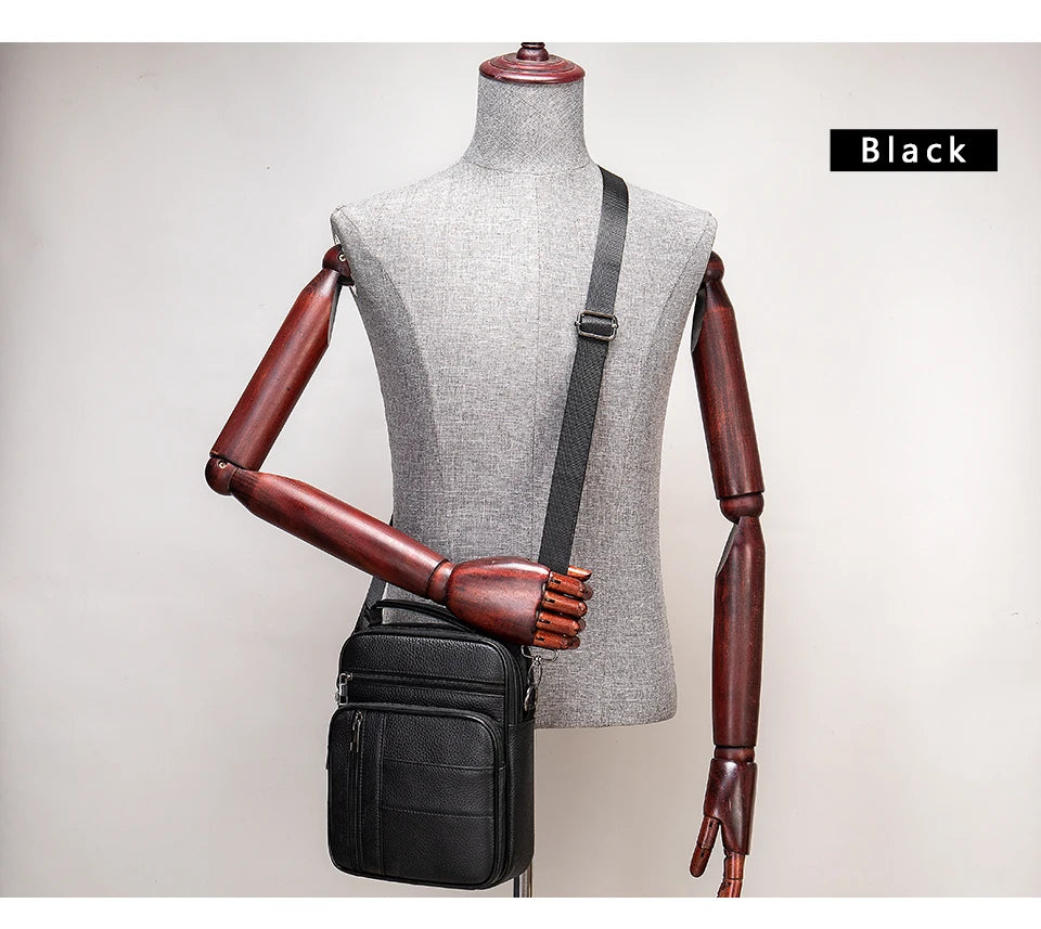 WESTAL Bag Men Leather Black Over The Shoulder Bags Designer Messenger Crossbody Bags for Men for Camera & ipad Handbag Man 7457