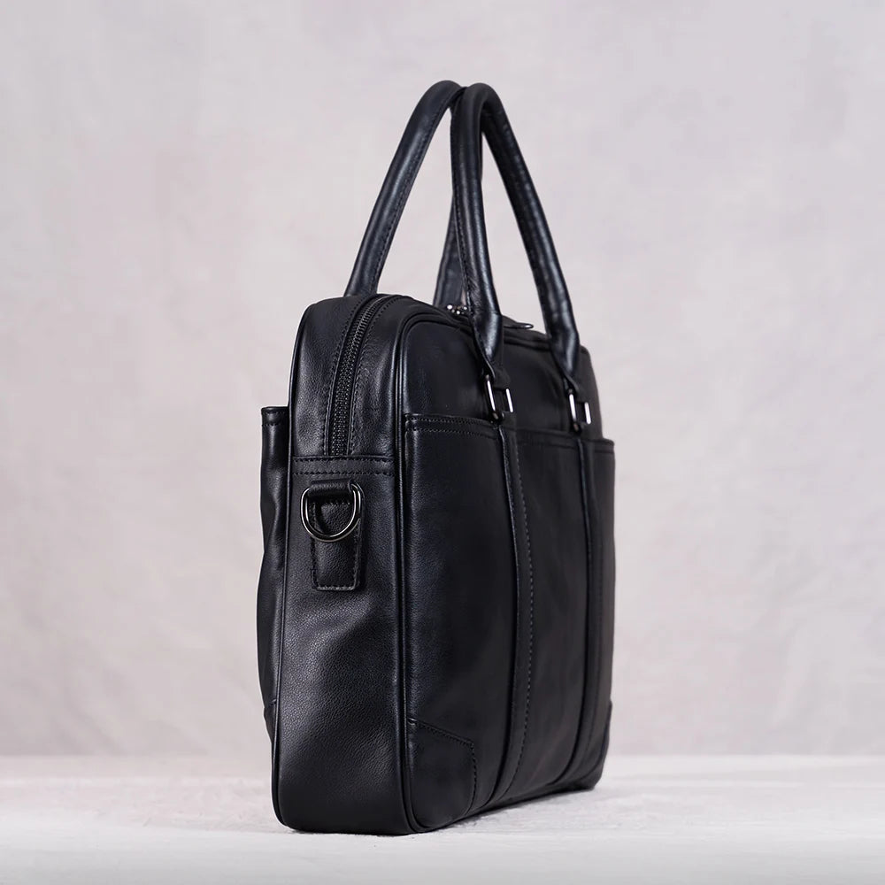 Genuine Leather Casual Men Handbag Man Briefcase Business Shoulder Large Capacity Crossbody 15.6 Inch Laptop Office Bags NUPUGOO