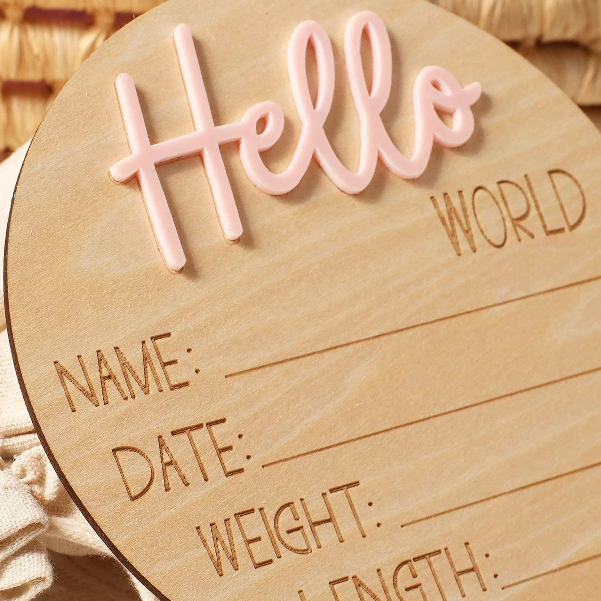 Ylsteed Hello World Newborn Sign Wooden Baby Announcement Sign for Hospital Baby Name Announcement Sign Newborn Keepsakes Props