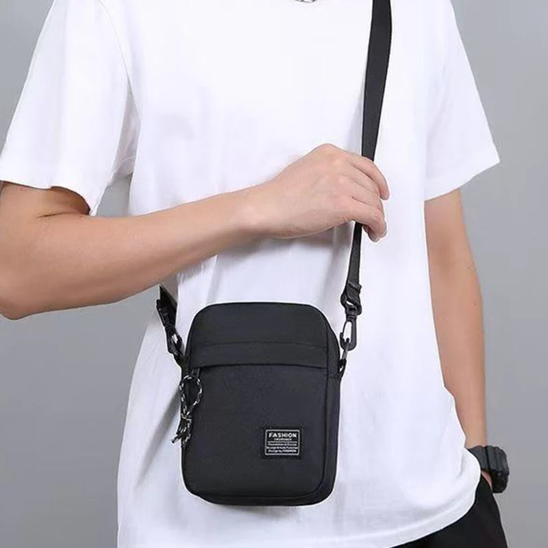 Stylish Casual Crossbody Bag for Men, Minimalist Nylon Shoulder Purse with Front Pocket, Ideal for Daily Commute