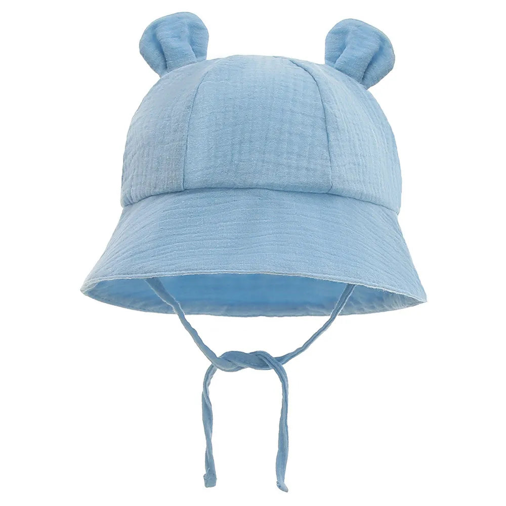 Soft Cotton Baby Sun Hat With Ears Cute Bunny Newborn Boys Girls Bucket Hat Summer Kids Toddler Panama Cap 0 to 12 Months