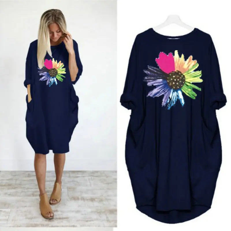 Women's Loose  Long Sleeved Summer Plus Size Dress Autumn  Winter  Joke T-shirt Summer O Neck Short Sleeve Graphic T Shirts